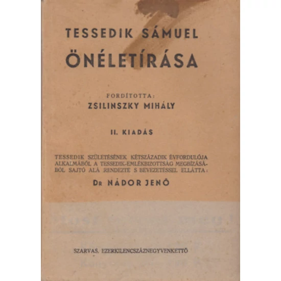 Tessedik Sámuel önéletírása